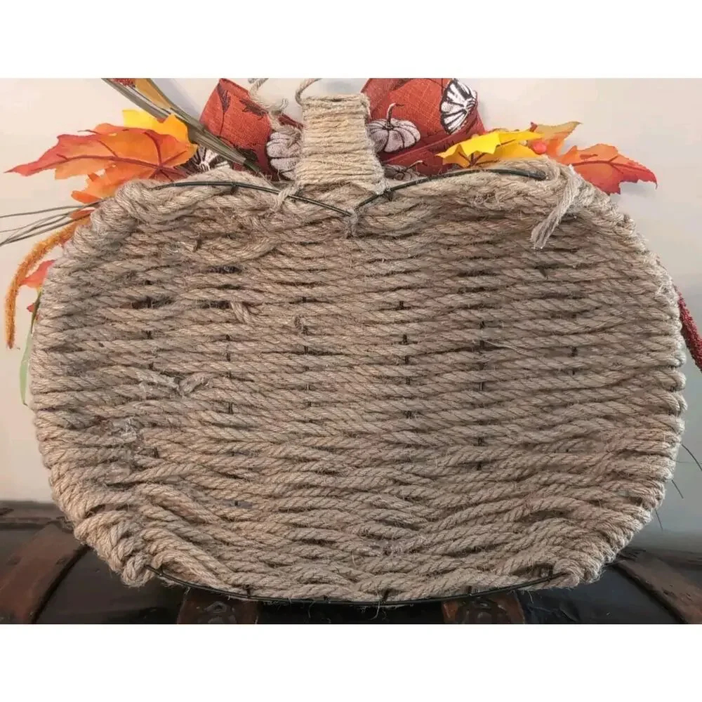 Handmade Door Decoration Orange Fall Autumn Pumpkins Gather Thanksgiving Rope